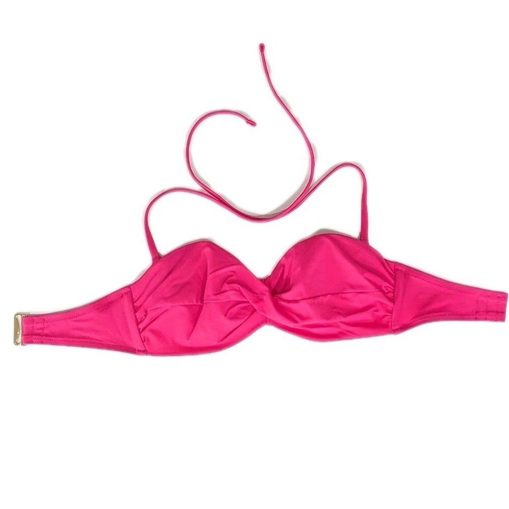 Victoria's Secret 32DD Twist Bikini Top Removeable Straps Bandeau Hot Pink
